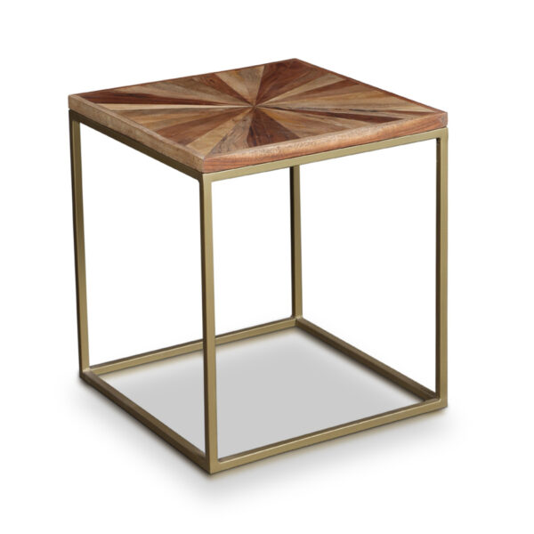 JUP01 Wooden Side Table In Gold finish Stand Woodart